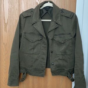 Peyton Jensen Green Cropped Utility Jacket